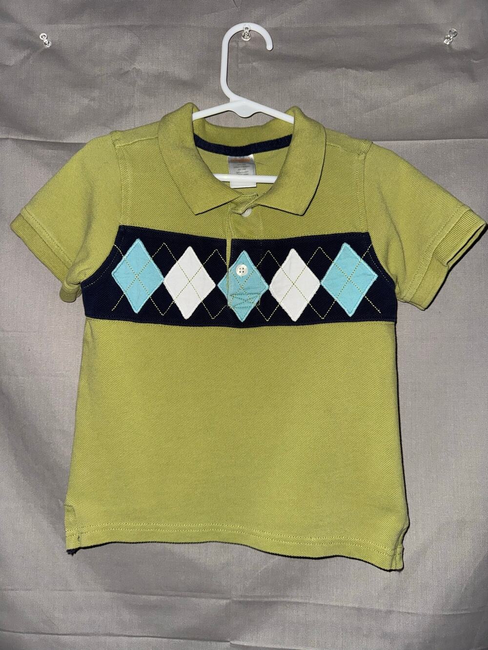 Gymboree Boys Argyle Polo Shirt Green Navy Blue Aqua White Preppy, Size 2T